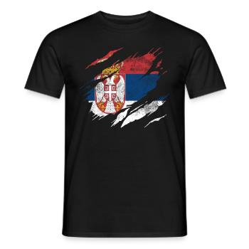 Serbien Flagge Wappen - Männer T-Shirt - Schwarz - Vorne - AI Model Male 178 light (178cm)