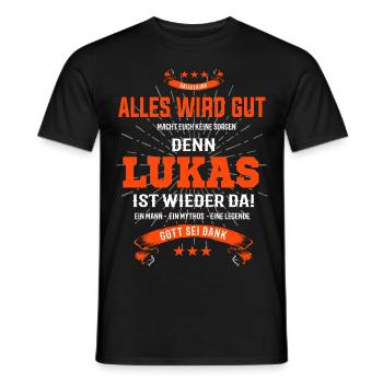Alles wird gut denn Lukas ist da! Cooles T-Shirt - Männer T-Shirt - Schwarz - Vorne - AI Model Male 178 light (178cm)