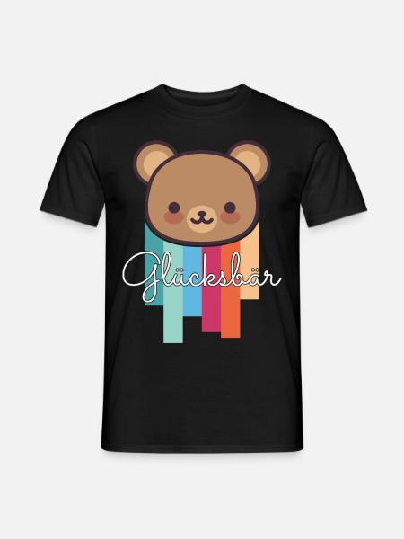 Glücksbär witzig - Männer T-Shirt - Schwarz