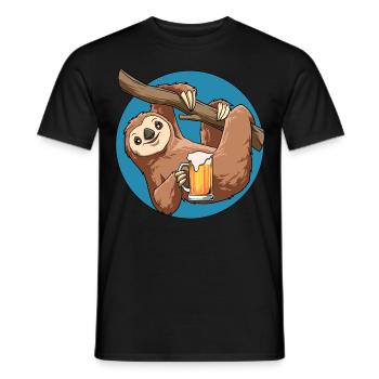 Lustiges Faultier Bierglas Bier - Männer T-Shirt - Schwarz - Vorne - AI Model Male 178 light (178cm)