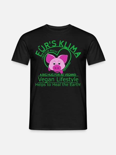 Klima männl.Schwein Vegan SabineVegan - Männer T-Shirt - Schwarz