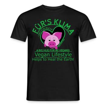 Schwein männl.Klima Vegan Planet Retten SabineVega - Männer T-Shirt - Schwarz - Vorne - AI Model Male 178 light (178cm)