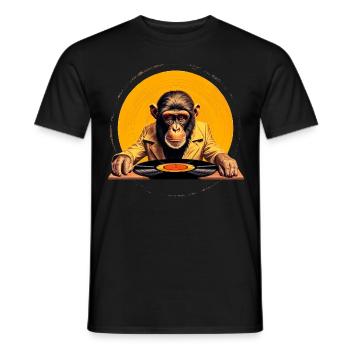 LP Monkey - Men's T-Shirt - black - Front - AI Model Male 178 light (178cm)