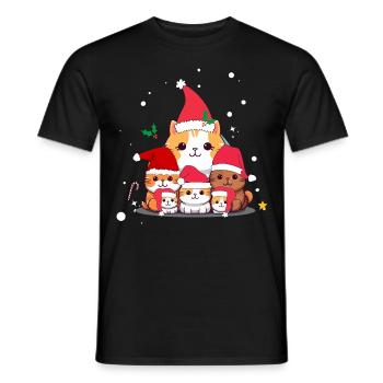 Lustige Weihnachtskatzen - Männer T-Shirt - Schwarz - Vorne - AI Model Male 178 light (178cm)