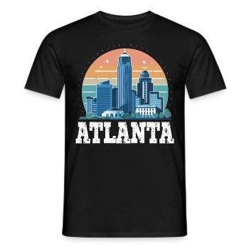 Atlanta Skyline Sonnenuntergang Stadtbild - Männer T-Shirt - Schwarz - Vorne - AI Model Male 178 light (178cm)