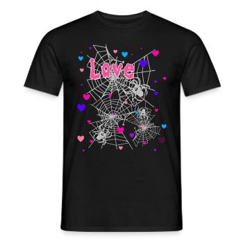 Herzen, Spinne, Graffiti,Spinnennetz,love,Herz - Männer T-Shirt - Schwarz - Vorne - AI Model Male 178 light (178cm)
