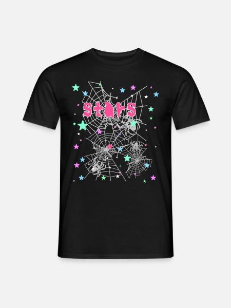 Sterne, Spinne, Graffiti,Spinnennetz,stern - Männer T-Shirt - Schwarz