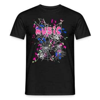 Music,Sheet Music, Spiders, Spider's Web,Music - Men's T-Shirt - black - Front - AI Model Male 178 light (178cm)