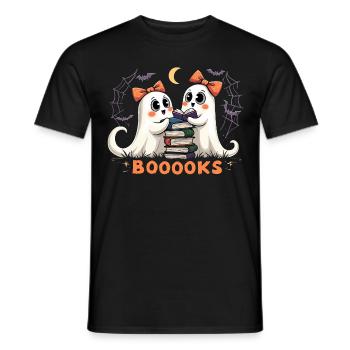 Cute Ghosts Reading Books - Halloween Fun - Men's T-Shirt - black - Front - AI Model Male 178 light (178cm)