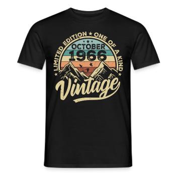 Octobre 1966 Anniversaire 1966 Né en octobre 1966 - T-shirt homme - noir - Devant - AI Model Male 178 light (178cm)