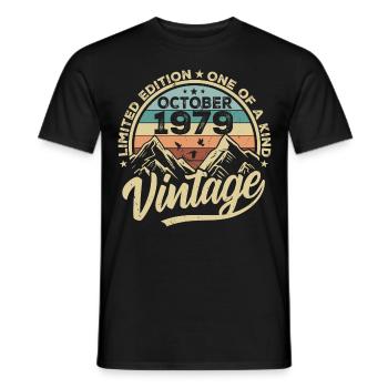 October 1979 Birthday 1979 Born October 1979 - Men's T-Shirt - black - Front - AI Model Male 178 light (178cm)