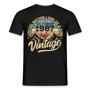 October 1987 Birthday 1987 Born October 1987 - Men's T-Shirt - black - Front - AI Model Male 178 light (178cm)