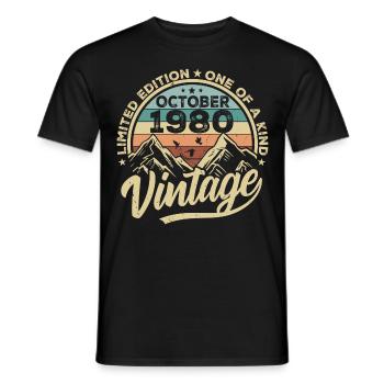 Octobre 1980 Anniversaire 1980 Né en octobre 1980 - T-shirt homme - noir - Devant - AI Model Male 178 light (178cm)