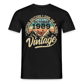 Octobre 1989 Anniversaire 1989 Né en octobre 1989 - T-shirt homme - noir - Devant - AI Model Male 178 light (178cm)