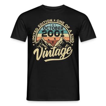 October 2001 Birthday 2001 Born October 2001 - Men's T-Shirt - black - Front - AI Model Male 178 light (178cm)
