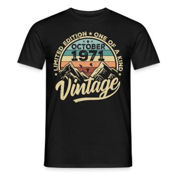 October 1971 Birthday 1971 Born October 1971 - Men's T-Shirt - black - Front - AI Model Male 178 light (178cm)