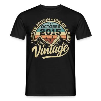 October 2015 Birthday 2015 Born October 2015 - Men's T-Shirt - black - Front - AI Model Male 178 light (178cm)