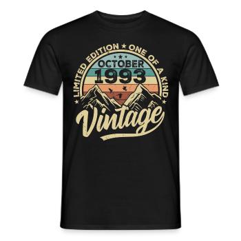 Octobre 1993 Anniversaire 1993 Né en octobre 1993 - T-shirt homme - noir - Devant - AI Model Male 178 light (178cm)