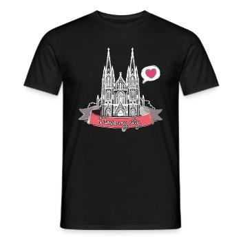 Cologne Cathédrale, Cologne,Cologne Amour, Cœur, Ville, Cologne - T-shirt homme - noir - Devant - AI Model Male 178 light (178cm)