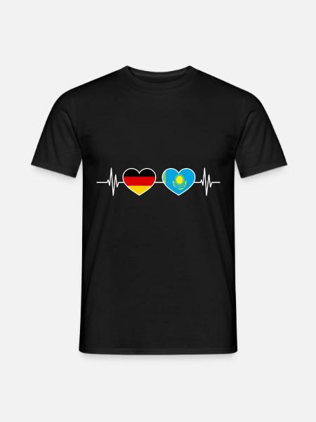 Herzschlag Deutschland Kasachstan - Männer T-Shirt - Schwarz