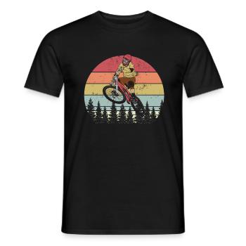 Vintage retro mountain bike MTB - Men's T-Shirt - black - Front - AI Model Male 178 light (178cm)