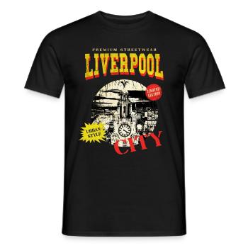 Liverpool Angleterre UK City Skyline Vintage Rétro - T-shirt homme - noir - Devant - AI Model Male 178 light (178cm)