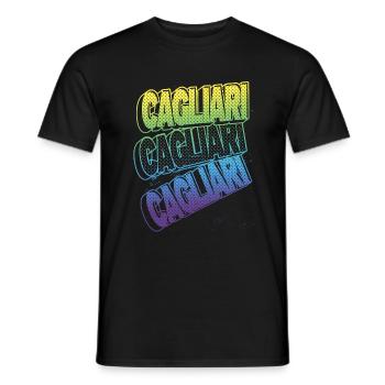 Cagliari Italy City Font Skyline Home - Men's T-Shirt - black - Front - AI Model Male 178 light (178cm)