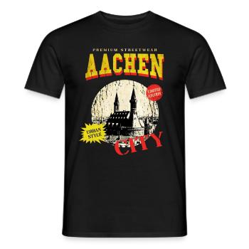 Aachen Deutschland Stadt Skyline Vintage Retro - Männer T-Shirt - Schwarz - Vorne - AI Model Male 178 light (178cm)
