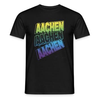 Aachen Germany City Font Skyline Home - Men's T-Shirt - black - Front - AI Model Male 178 light (178cm)