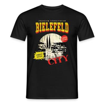 Bielefeld Deutschland Stadt Skyline Vintage Retro - Männer T-Shirt - Schwarz - Vorne - AI Model Male 178 light (178cm)