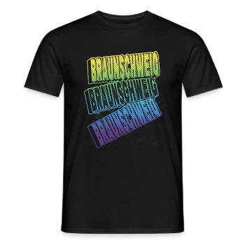 Braunschweig Germany City Font Skyline - Men's T-Shirt - black - Front - AI Model Male 178 light (178cm)