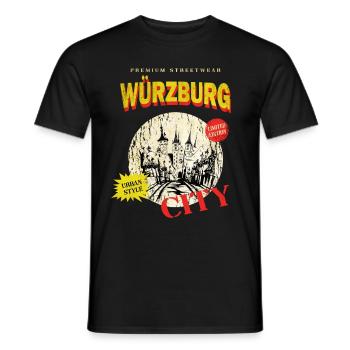 Würzburg Allemagne Ville Skyline Vintage Rétro - T-shirt homme - noir - Devant - AI Model Male 178 light (178cm)