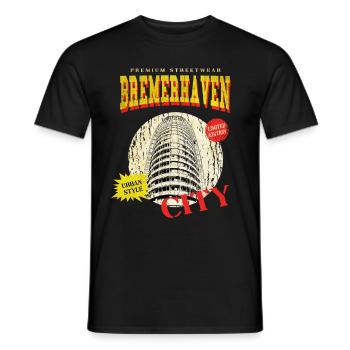 Bremerhaven Allemagne City Skyline Vintage - T-shirt homme - noir - Devant - AI Model Male 178 light (178cm)