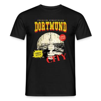 Dortmund Deutschland Stadt Skyline Vintage Retro - Männer T-Shirt - Schwarz - Vorne - AI Model Male 178 light (178cm)