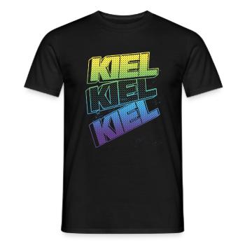 Kiel Germany City Font Skyline Home - Men's T-Shirt - black - Front - AI Model Male 178 light (178cm)