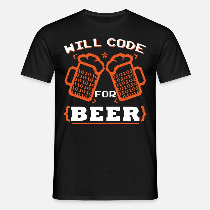 Will Code For Beer - Men's T-Shirt - black