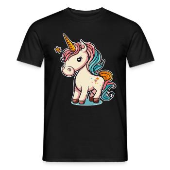 Licorne colorée douce mignonne bande dessinée bande dessinée - T-shirt homme - noir - Devant - AI Model Male 178 light (178cm)