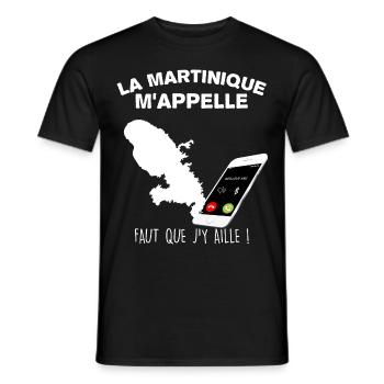 J'entends La Martinique CItation Appel - T-shirt homme - noir - Devant - AI Model Male 178 light (178cm)