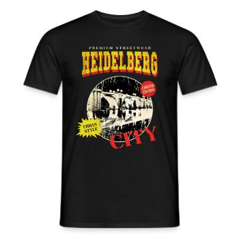 Heidelberg Deutschland Stadt Skyline Vintage Retro - Männer T-Shirt - Schwarz - Vorne - AI Model Male 178 light (178cm)