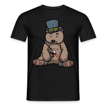 Brown Bear Grizzly Amgler canne à pêche - T-shirt homme - noir - Devant - AI Model Male 178 light (178cm)