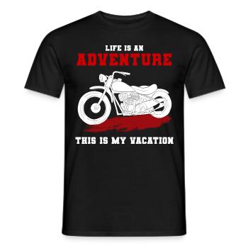 Voyage d’aventure à moto - T-shirt homme - noir - Devant - AI Model Male 178 light (178cm)
