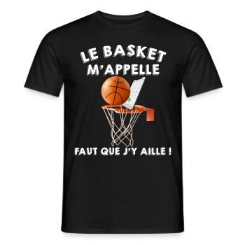 Humour Ballon et panier de basket Au téléphone - T-shirt homme - noir - Devant - AI Model Male 178 light (178cm)
