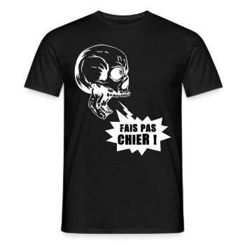 Tete de mort fais pas chier Mauvaise Humeur - T-shirt homme - noir - Devant - AI Model Male 178 light (178cm)