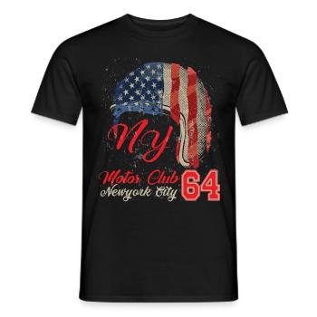 Motor club 64 Anniversaire 1964 casque motard - T-shirt homme - noir - Devant - AI Model Male 178 light (178cm)