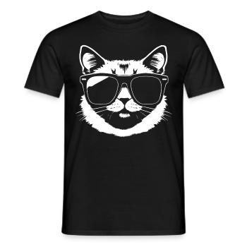 Funny Cat with Sunglasses Kitten Sunglas Cats - Men's T-Shirt - black - Front - AI Model Male 178 light (178cm)