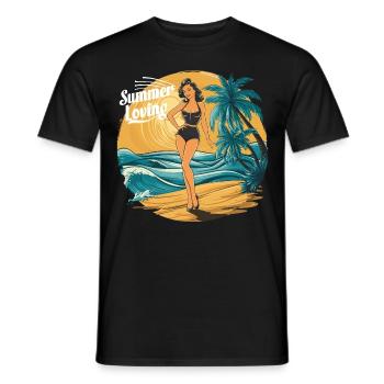 Retro Summer Loving Beach Vibes für einen - Männer T-Shirt - Schwarz - Vorne - AI Model Male 178 light (178cm)
