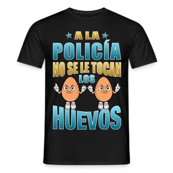 La police ne touche pas à leurs couilles - T-shirt homme - noir - Devant - AI Model Male 178 light (178cm)