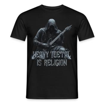 heavy Metal is Religion - Men's T-Shirt - black - Front - AI Model Male 178 light (178cm)