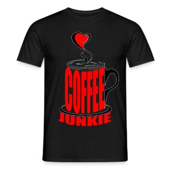 COFFEE Junkie with Heart Mug - Men's T-Shirt - black - Front - AI Model Male 178 light (178cm)