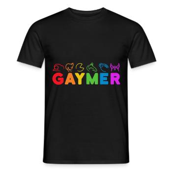 Gaymer LGBT Pride Month, Gamer Gay Rainbow Flag - T-shirt homme - noir - Devant - AI Model Male 178 light (178cm)